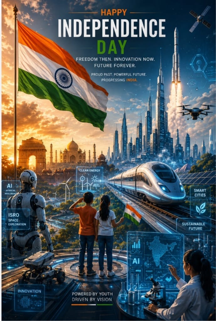 Challenge 1 — AI Poster Design entry by S. Bavana — Bharat @ 80 challenge