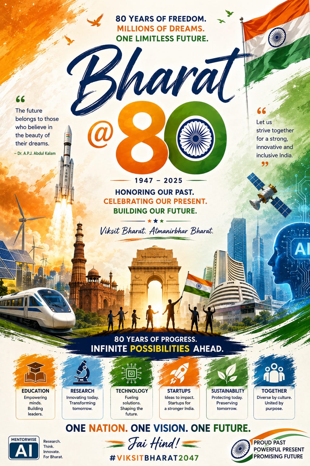 Challenge 1 — AI Poster Design entry by Aathiray Sharojani A S — Bharat @ 80 challenge